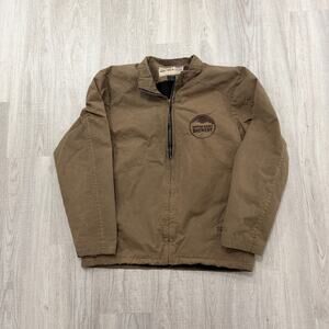 Stormy Kromer Waxed Jacket Men's Medium Brown Full Zip Bomber Coat Outdoors